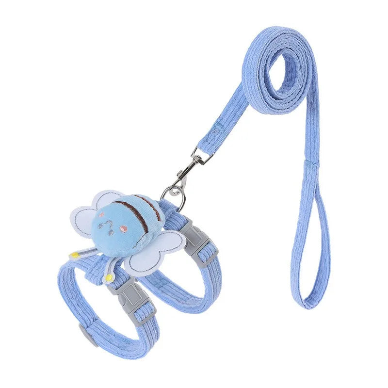 Adjustable Cartoon Bee Cat Harness and Leash Set - Perfect for Small to Medium Pets on Outdoor Adventures