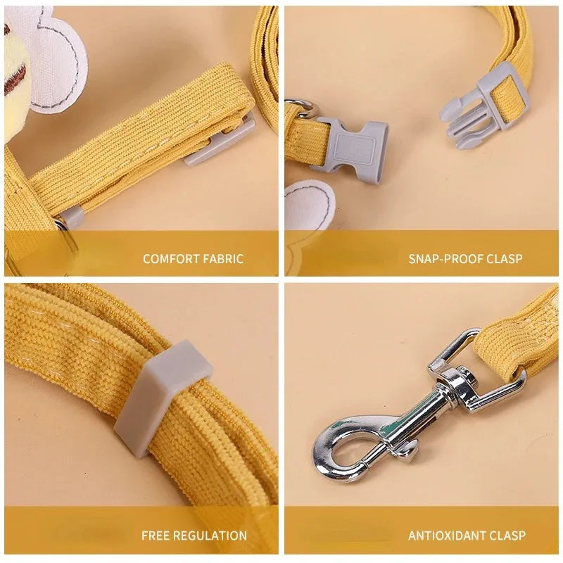Adjustable Cartoon Bee Cat Harness and Leash Set - Perfect for Small to Medium Pets on Outdoor Adventures