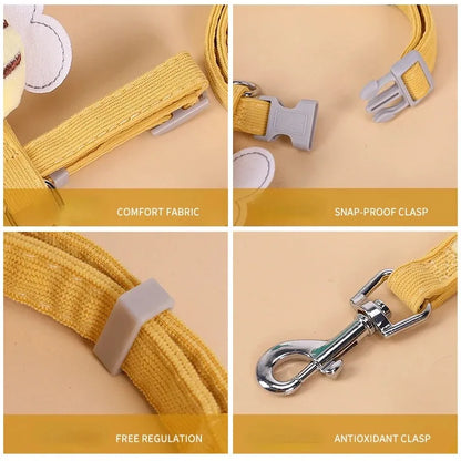 Adjustable Cartoon Bee Cat Harness and Leash Set - Perfect for Small to Medium Pets on Outdoor Adventures