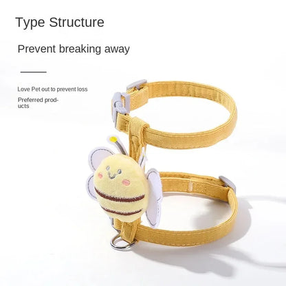 Adjustable Cartoon Bee Cat Harness and Leash Set - Perfect for Small to Medium Pets on Outdoor Adventures