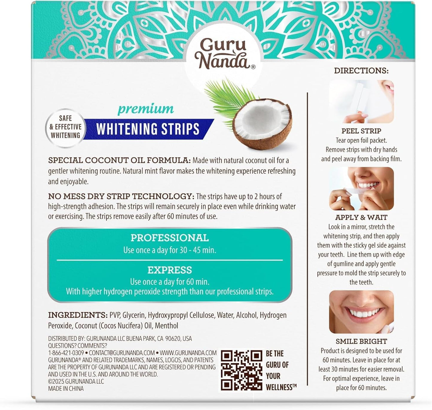 Transform Your Smile with GuruNanda Teeth Whitening Strips - 7-Day Non-Slip Treatment for a Radiant, Brighter Smile