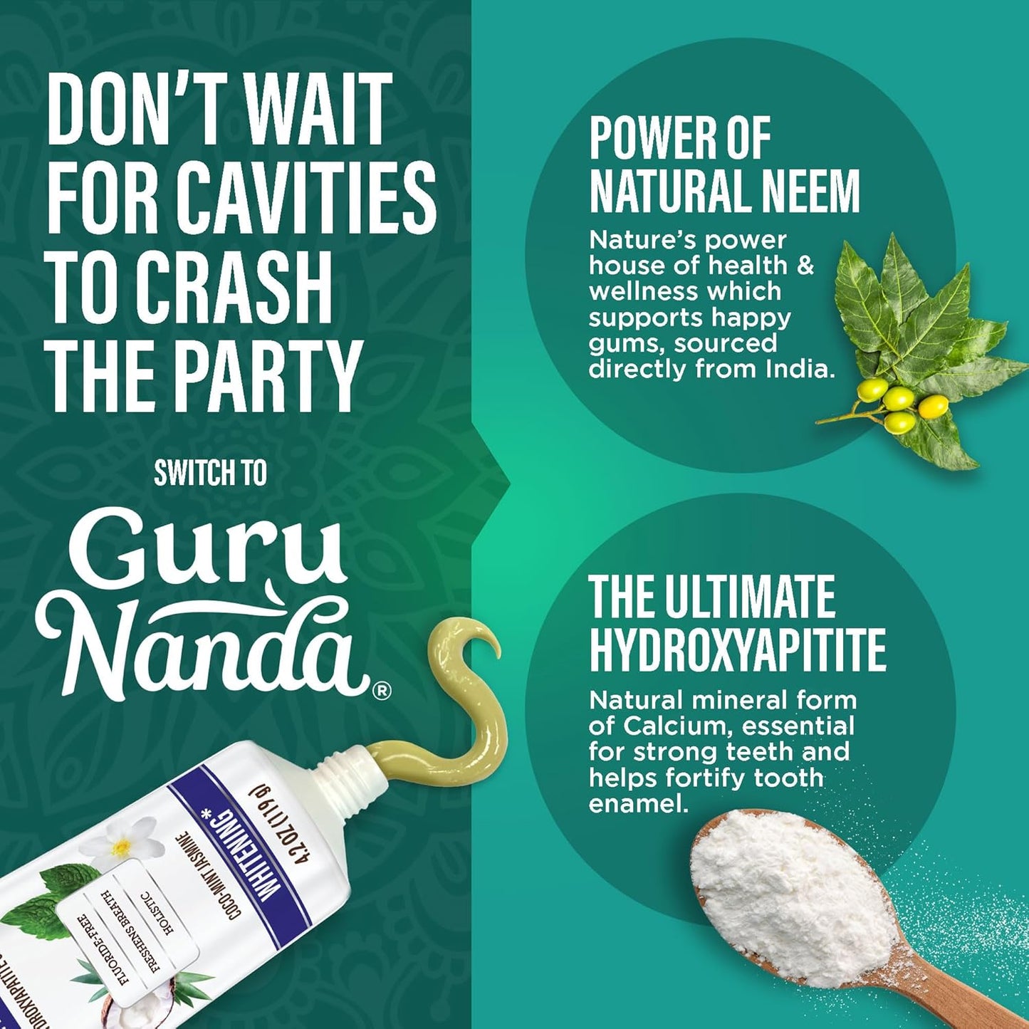 Revitalize Your Smile with Hydroxyapatite Toothpaste - Whitening Formula with Neem & Xylitol, SLS & Fluoride Free, Includes Tongue Scraper & Squeezer - Fresh Cocomint Jasmine Flavor, 4.2 Oz
