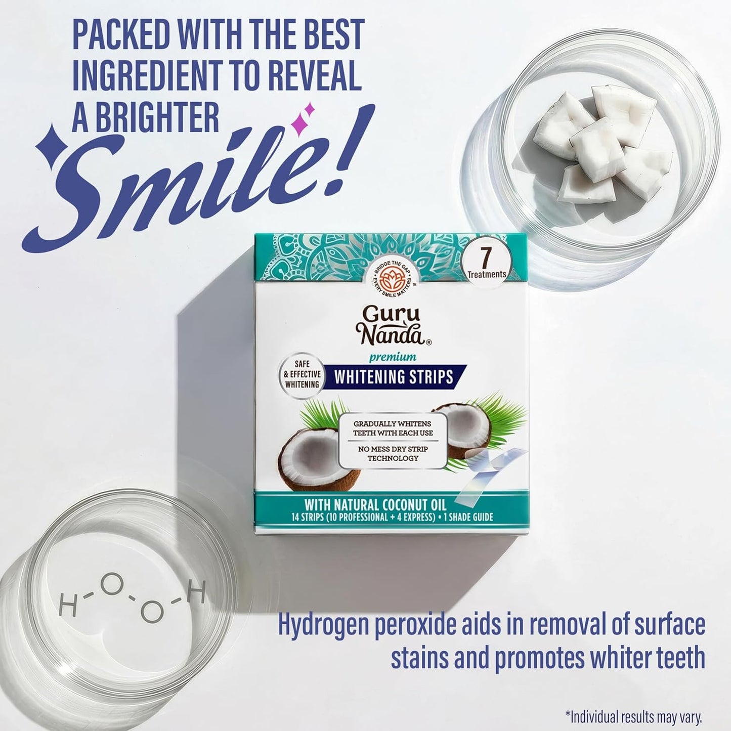 Transform Your Smile with GuruNanda Teeth Whitening Strips - 7-Day Non-Slip Treatment for a Radiant, Brighter Smile