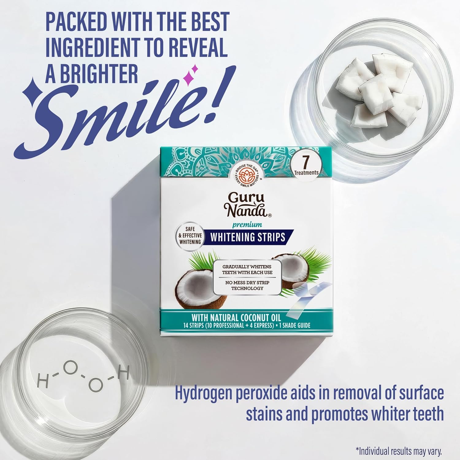 Transform Your Smile with GuruNanda Teeth Whitening Strips - 7-Day Non-Slip Treatment for a Radiant, Brighter Smile