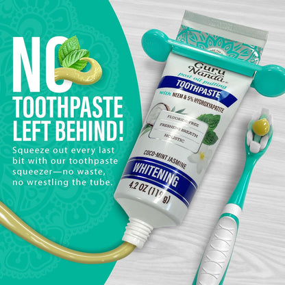 Revitalize Your Smile with Hydroxyapatite Toothpaste - Whitening Formula with Neem & Xylitol, SLS & Fluoride Free, Includes Tongue Scraper & Squeezer - Fresh Cocomint Jasmine Flavor, 4.2 Oz