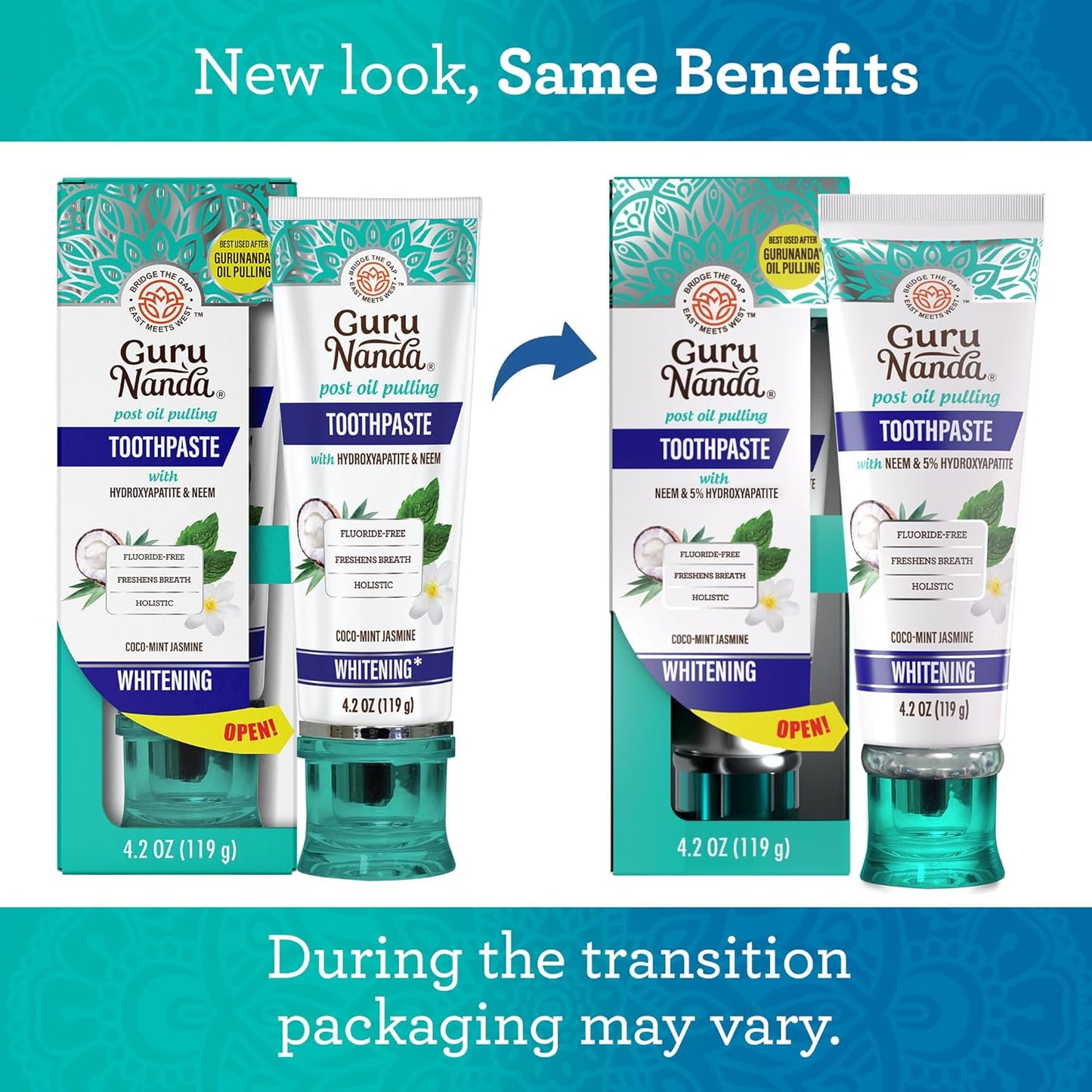Revitalize Your Smile with Hydroxyapatite Toothpaste - Whitening Formula with Neem & Xylitol, SLS & Fluoride Free, Includes Tongue Scraper & Squeezer - Fresh Cocomint Jasmine Flavor, 4.2 Oz