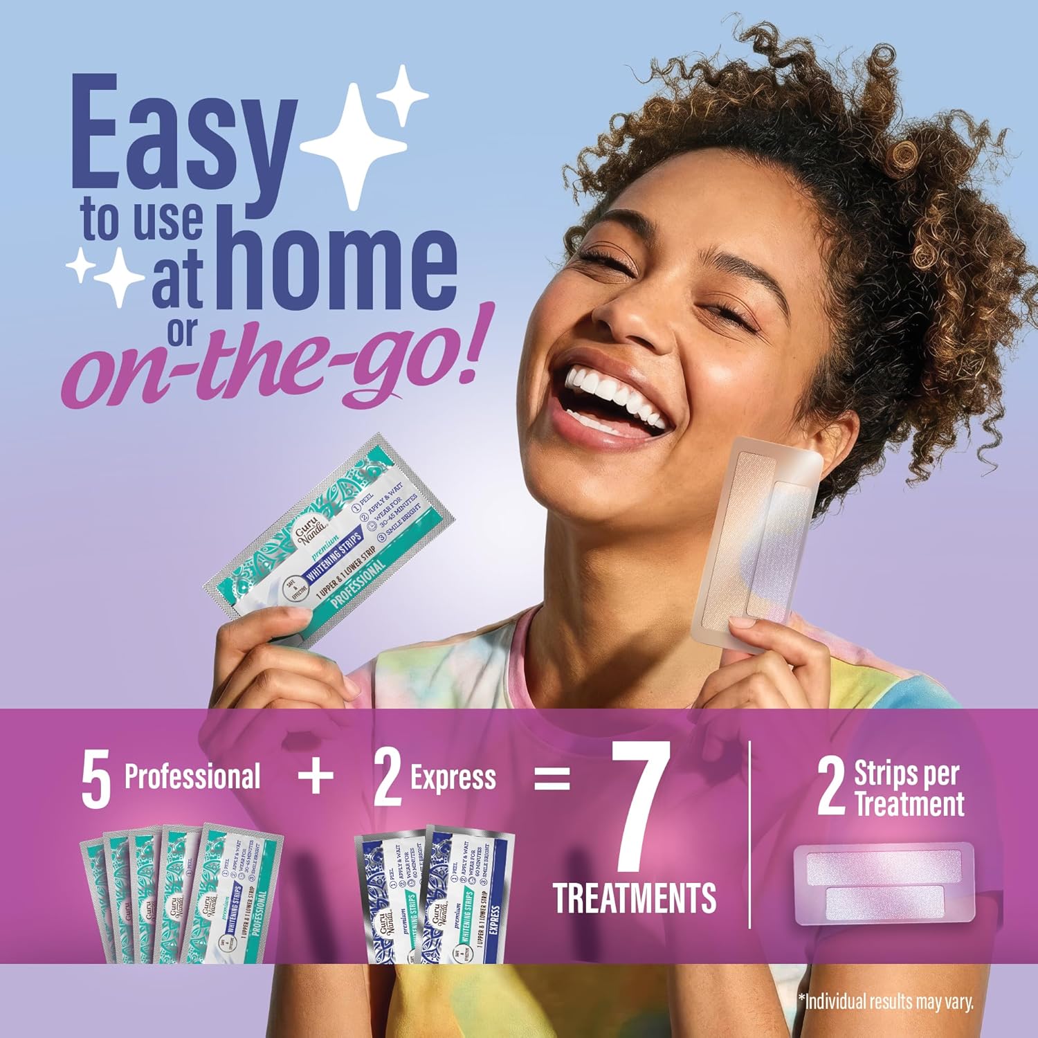 Transform Your Smile with GuruNanda Teeth Whitening Strips - 7-Day Non-Slip Treatment for a Radiant, Brighter Smile