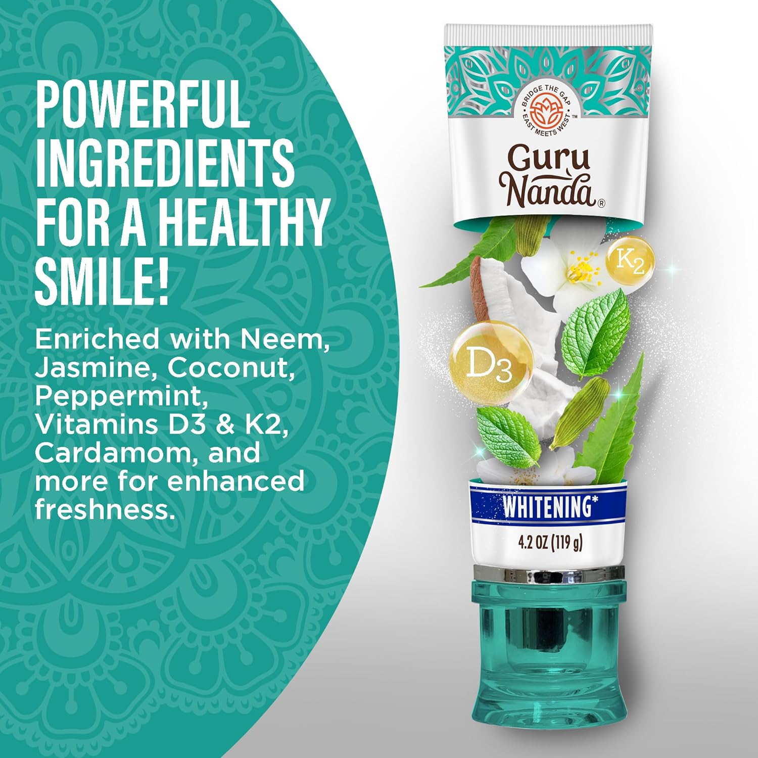 Revitalize Your Smile with Hydroxyapatite Toothpaste - Whitening Formula with Neem & Xylitol, SLS & Fluoride Free, Includes Tongue Scraper & Squeezer - Fresh Cocomint Jasmine Flavor, 4.2 Oz