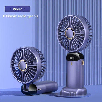 Stay Cool Anywhere: Versatile 5-Speed Portable Handheld Mini Fan with Phone Stand and LED Display