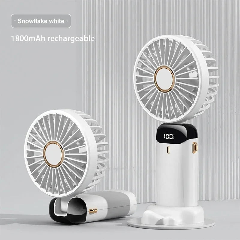 Stay Cool Anywhere: Versatile 5-Speed Portable Handheld Mini Fan with Phone Stand and LED Display