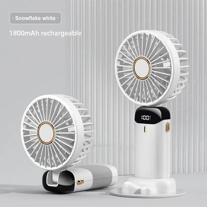 Stay Cool Anywhere: Versatile 5-Speed Portable Handheld Mini Fan with Phone Stand and LED Display