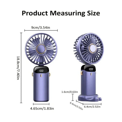 Stay Cool Anywhere: Versatile 5-Speed Portable Handheld Mini Fan with Phone Stand and LED Display