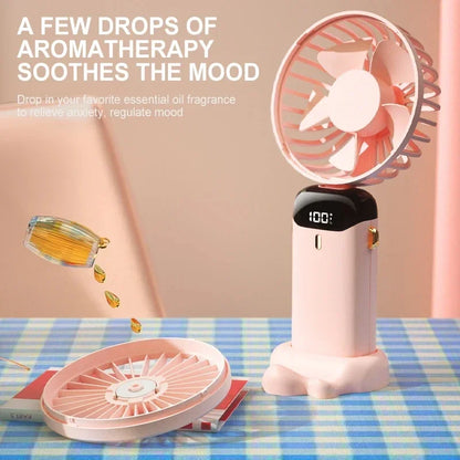 Stay Cool Anywhere: Versatile 5-Speed Portable Handheld Mini Fan with Phone Stand and LED Display