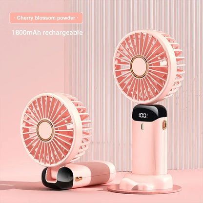 Stay Cool Anywhere: Versatile 5-Speed Portable Handheld Mini Fan with Phone Stand and LED Display