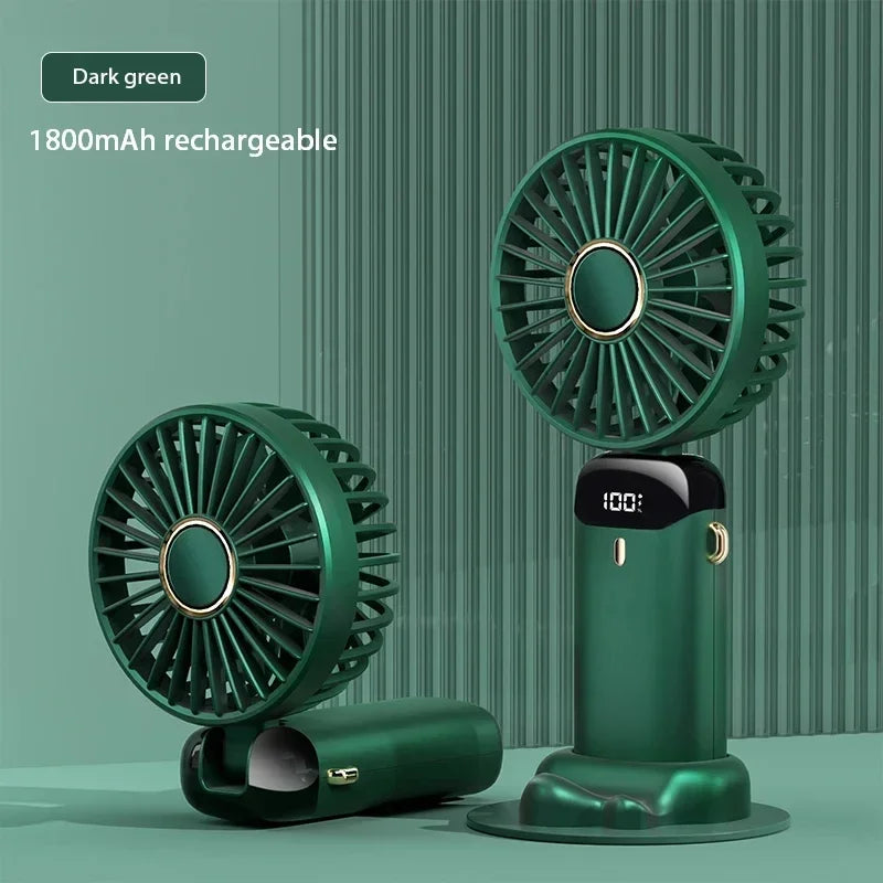 Stay Cool Anywhere: Versatile 5-Speed Portable Handheld Mini Fan with Phone Stand and LED Display