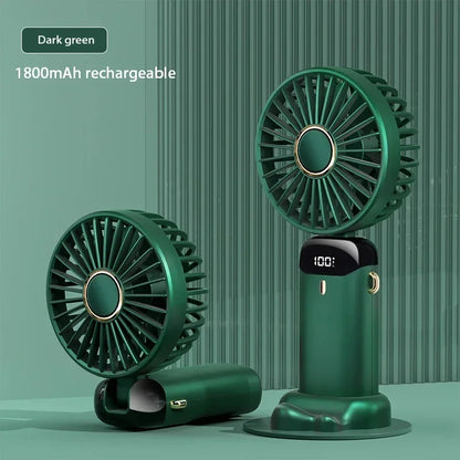 Stay Cool Anywhere: Versatile 5-Speed Portable Handheld Mini Fan with Phone Stand and LED Display